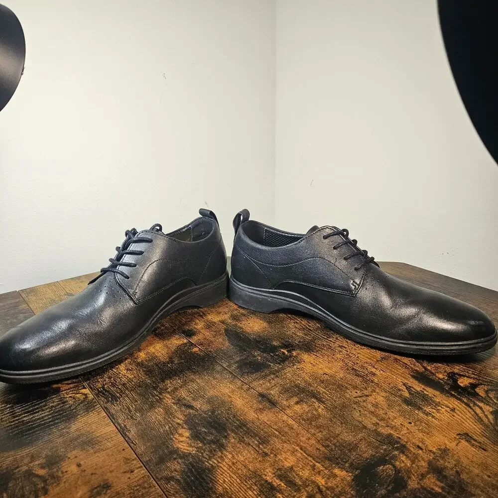 Amberjack Mens The Original Derby Oxfords Shoes Black Leather Hybrid Size 10.5